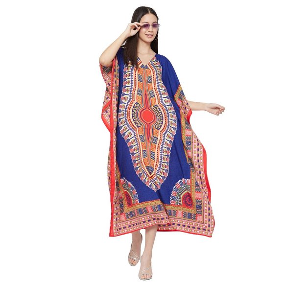 Plus Size Dress Caftan Polyester Dashiki Long Maxi - Picture 7 of 9